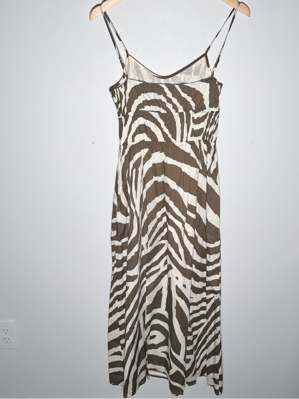 Rails Fatima Olive & Cream Zebra-Print Maxi Dress with Spaghetti Straps - Picture 9 of 14